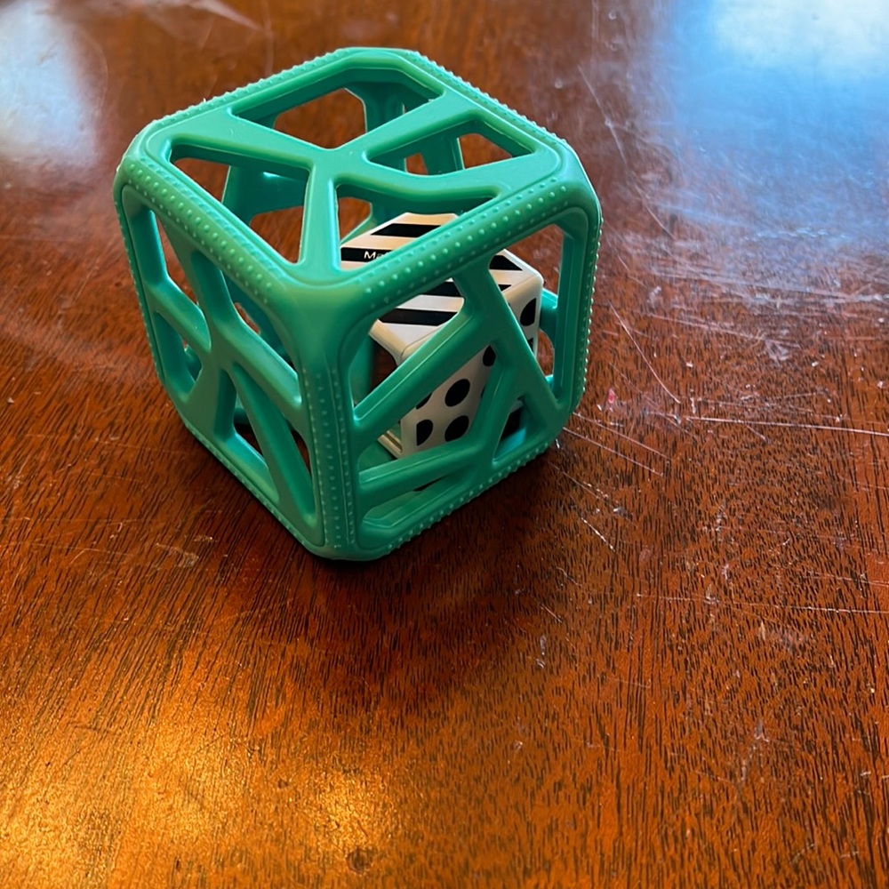 Malarkey Kids Chew Cube - Turquoise, Modern Rattle and Teether